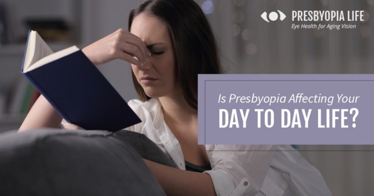 woman squinting reading presbyopia